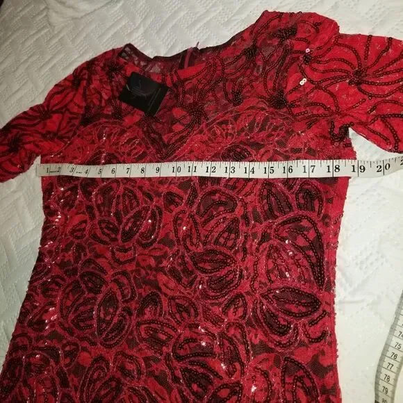 VIJIV+vintage 1920s sequined flapper dress +red new Large - Picture 15 of 16